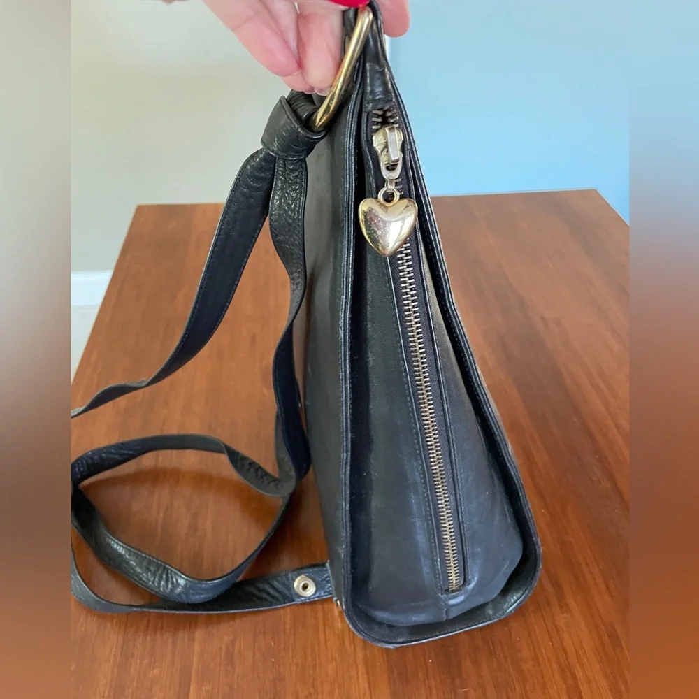 Black hard leather backpack handbag purse /backpack style